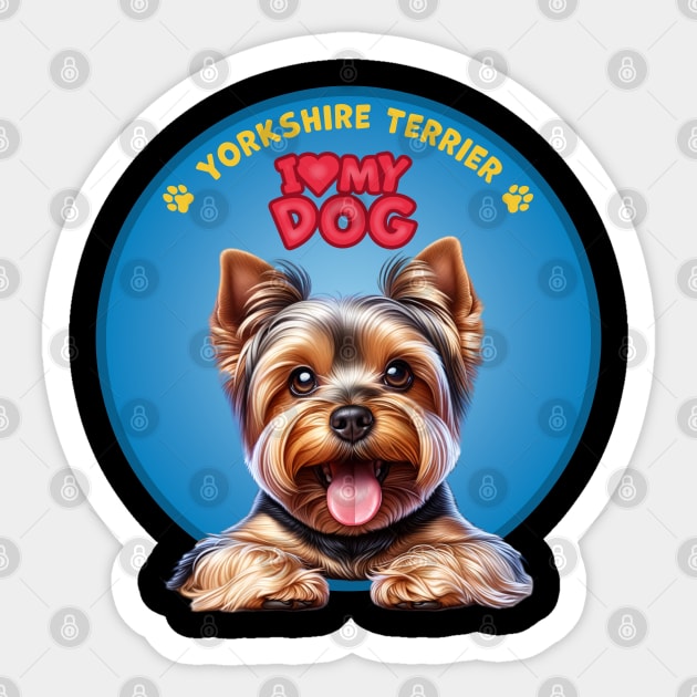 I Love my dog Yorkshire Terrier Sticker by SergioArt